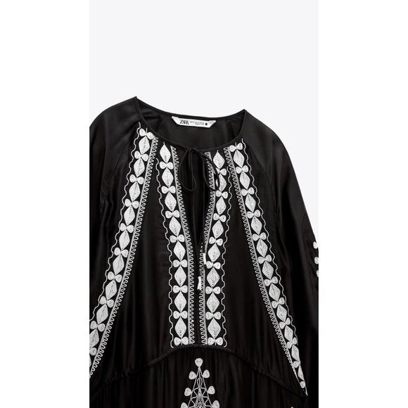 Zara Embroidered  Dress Limited Edition New Black - Picture 5 of 14